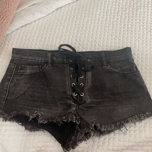 black jean shorts